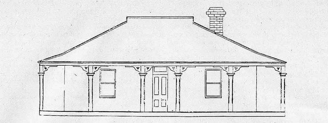 line drawing of Victorian homestead