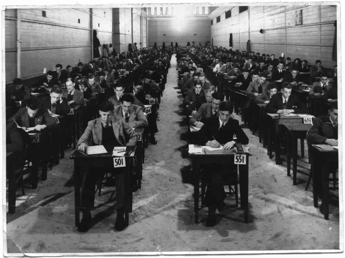 1946 Melbourne Technical College exams held at the Old Melbourne Goal 