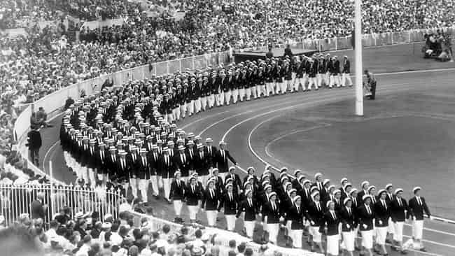 The Australian team march around the MCG opening ceremony1956 Olympic Games