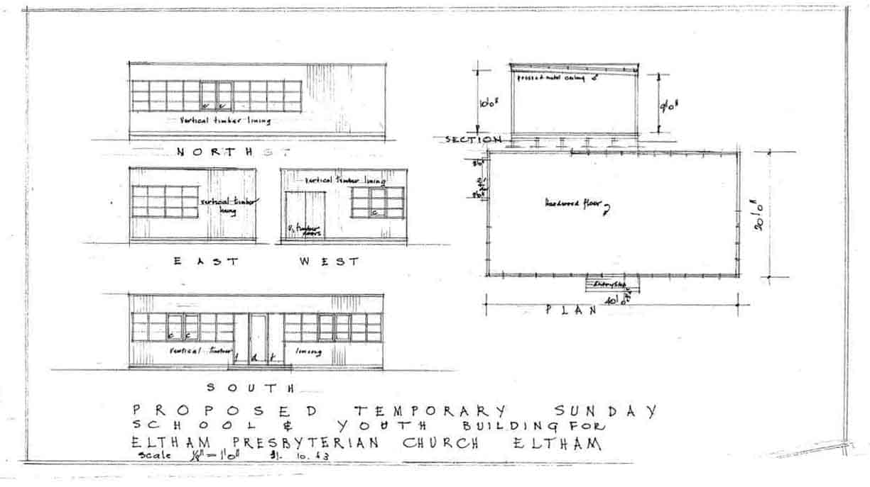 Eltham Presbyterian Church Hall, 2: furniture plan